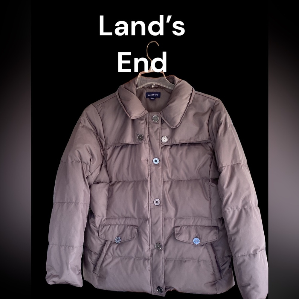 Lands’ End Grey Down Puffer Winter Jacket Size Xl - image 1